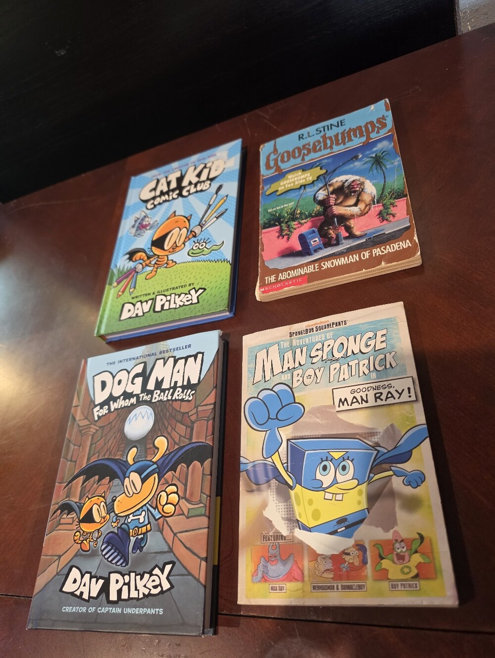 4 Boys Kids Chapter Books Goosebumps Spongebob Dog Man Cat Kid